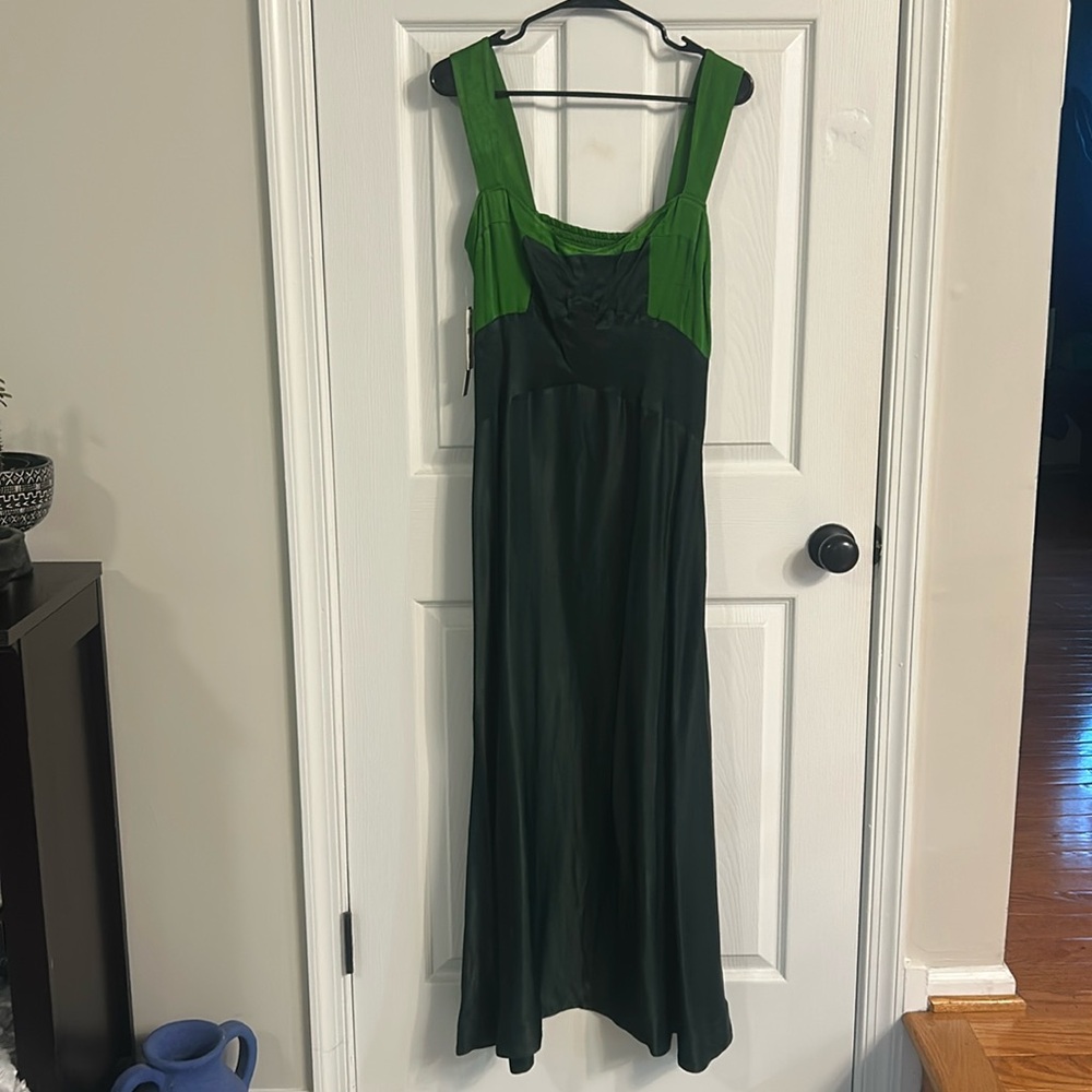 Green color block dress Maeve